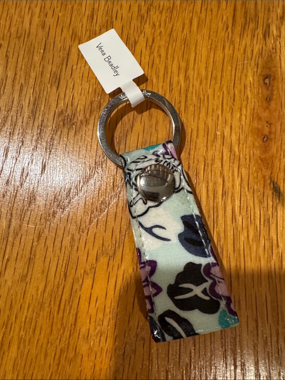 Vera Bradley Floral Key Fob in Mint and Purple